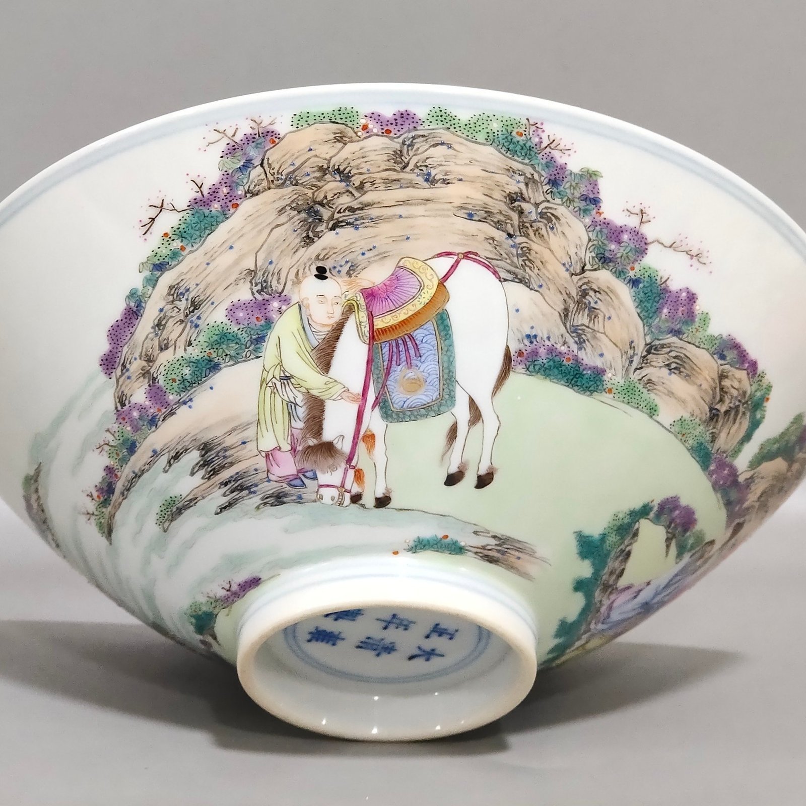 Qing Dynasty Yongzheng character story bamboo hat bowl