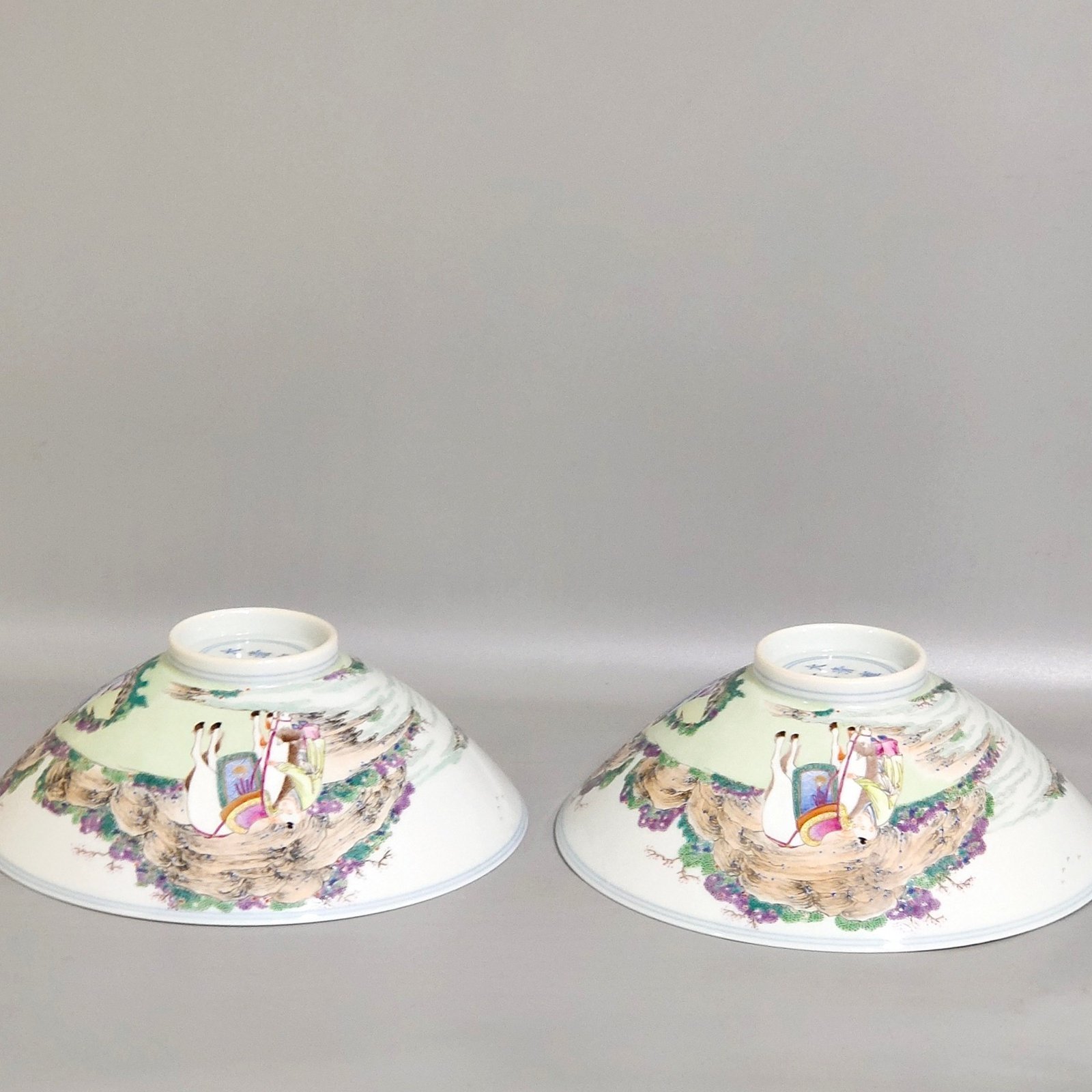 Qing Dynasty Yongzheng character story bamboo hat bowl