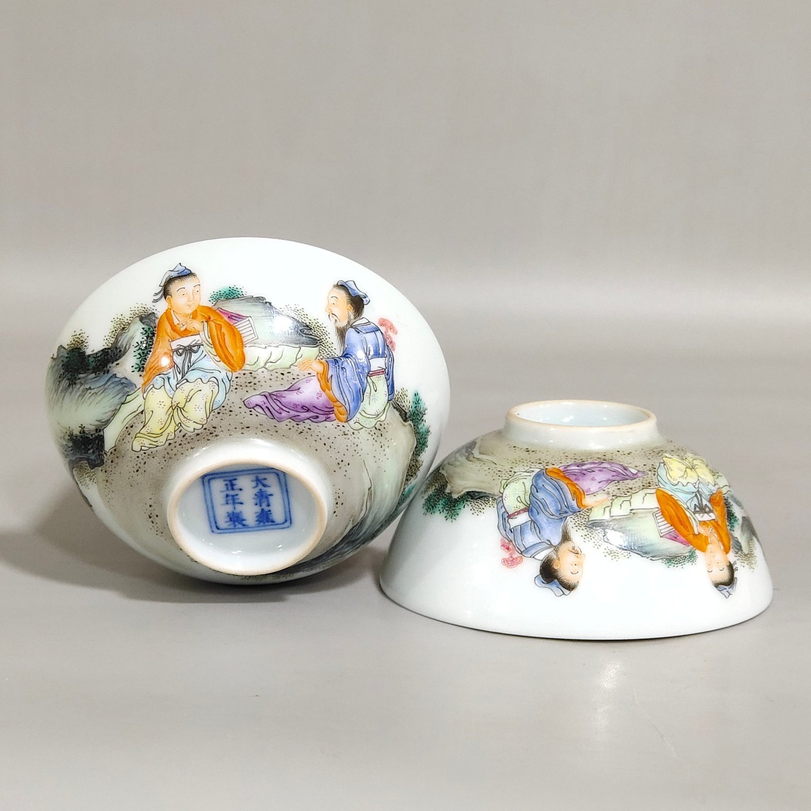 Qing Dynasty Yongzheng character story tea round Bowl