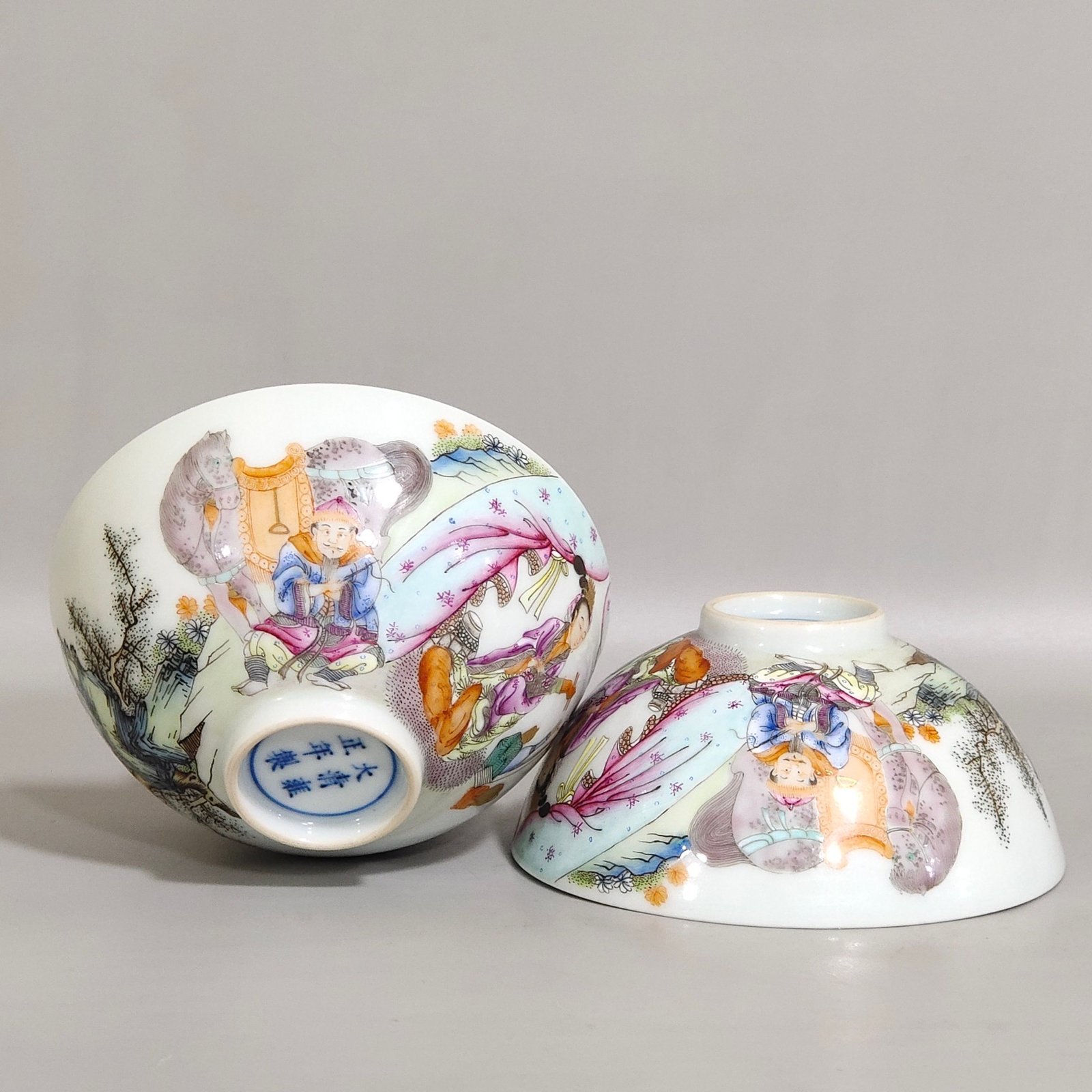 Qing Dynasty Yongzheng character story tea round Bowl