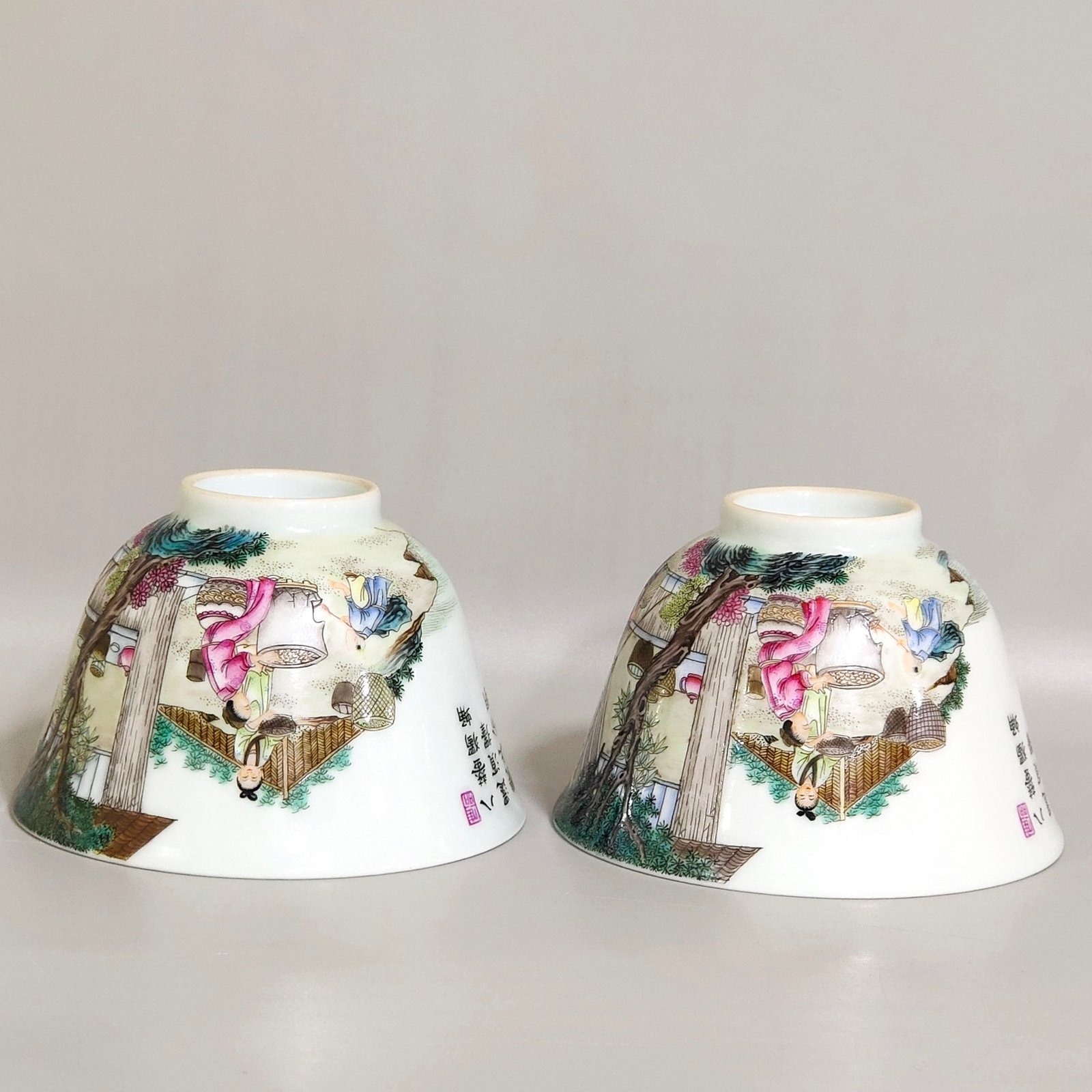Qing Dynasty Yongzheng farmhouse poem cup