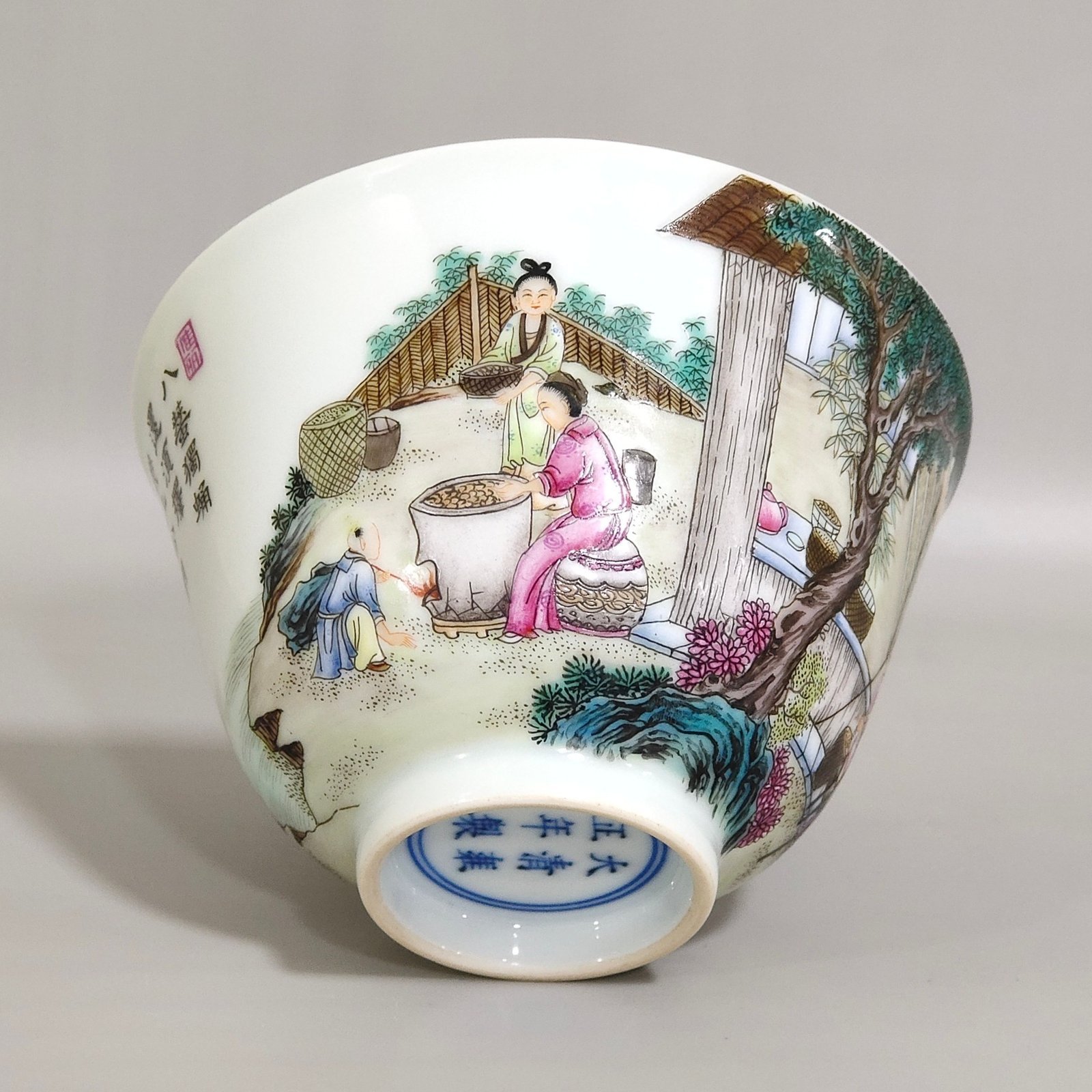 Qing Dynasty Yongzheng farmhouse poem cup