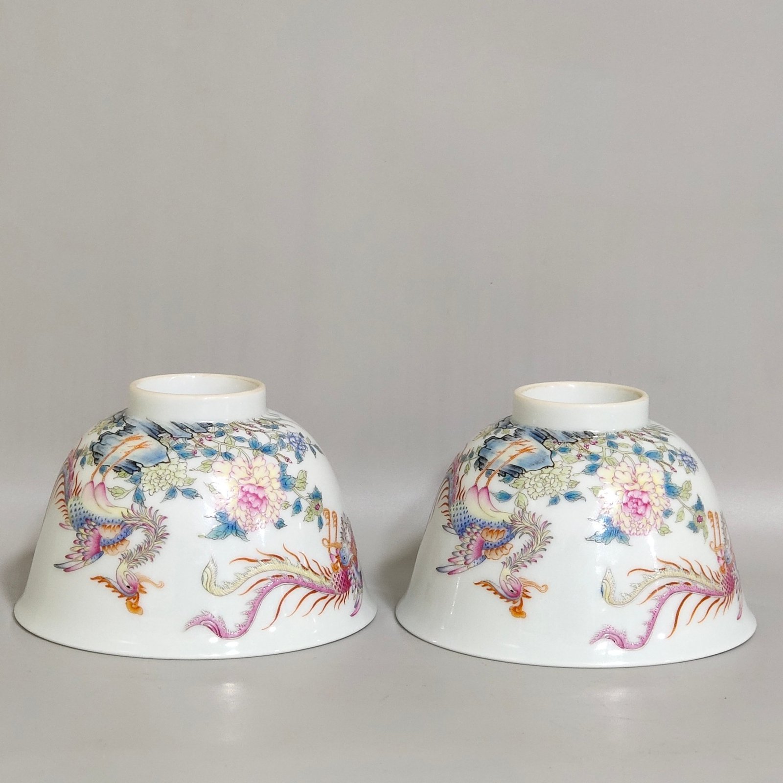Qing Dynasty Yongzheng Phoenix Peony Poetry Cup