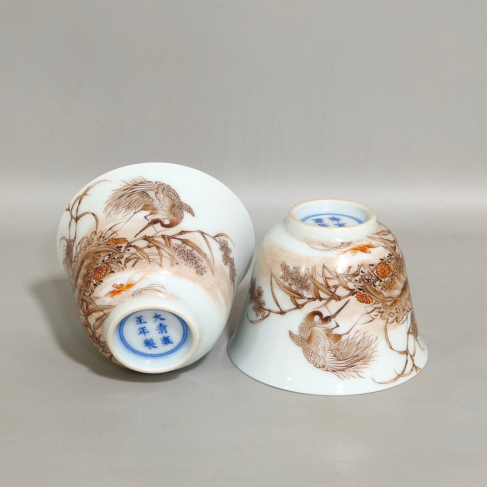 Qing Dynasty Yongzheng ink color cup with poem inscription