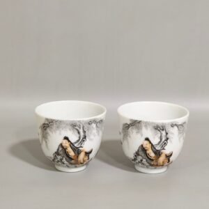 Qing Dynasty Yongzheng ink color character story cup