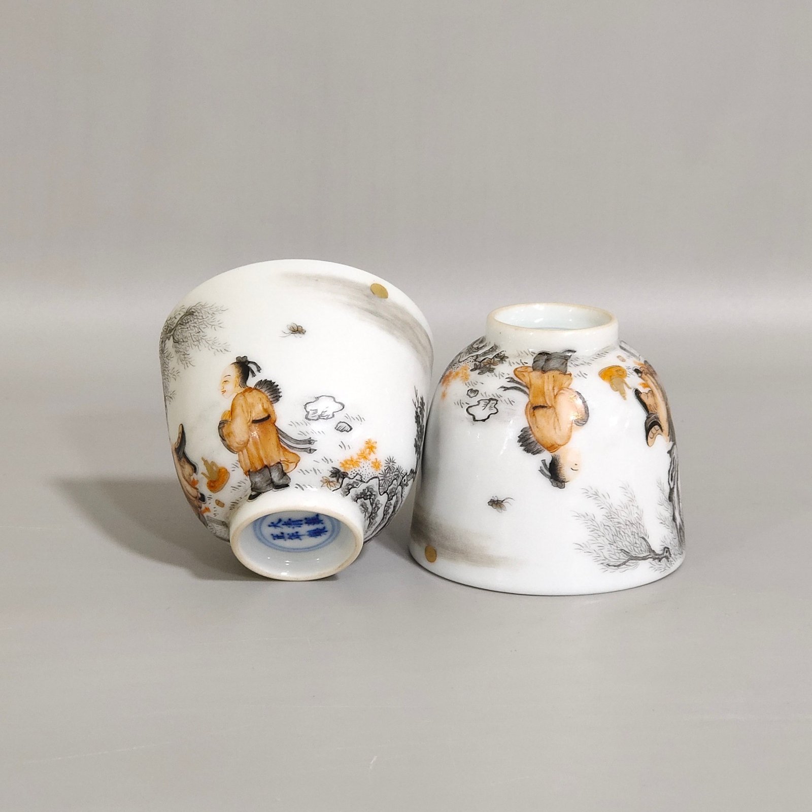 Qing Dynasty Yongzheng ink color character story cup