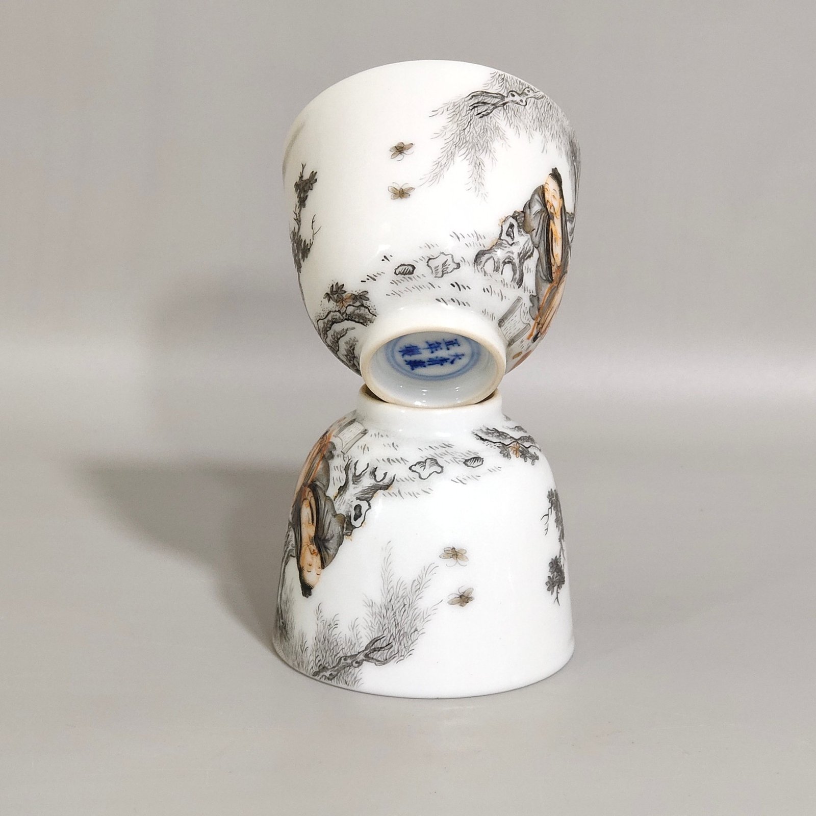 Qing Dynasty Yongzheng ink color character story cup
