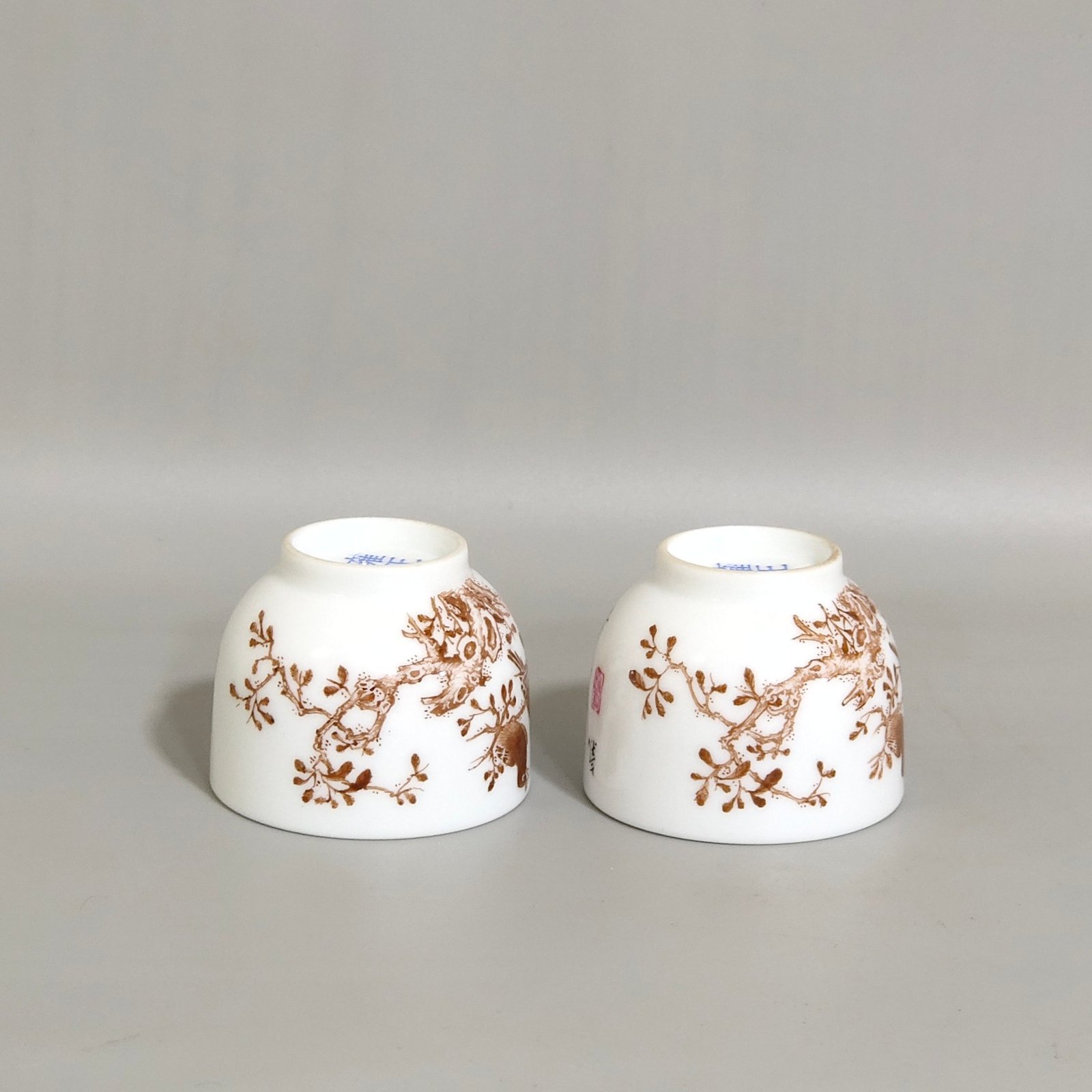 Qing Dynasty Yongzheng ink color flower and bird poem cup