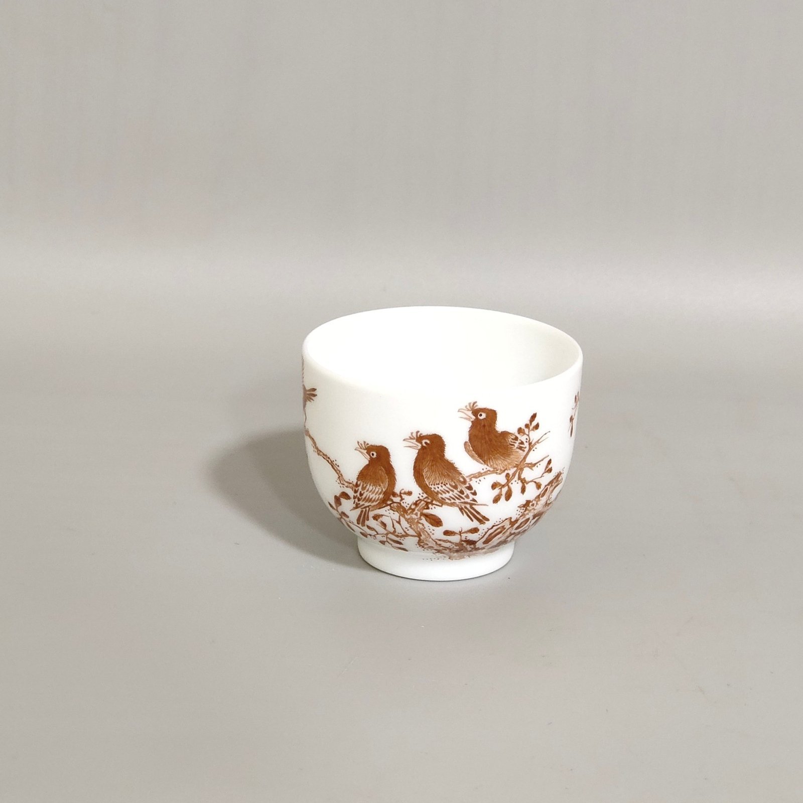 Qing Dynasty Yongzheng ink color flower and bird poem cup
