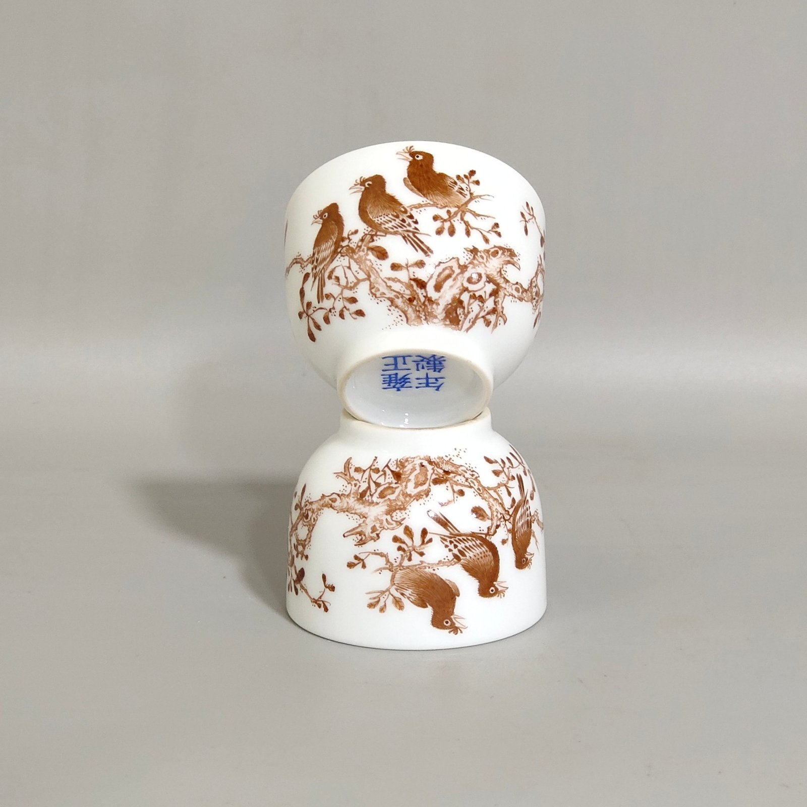 Qing Dynasty Yongzheng ink color flower and bird poem cup