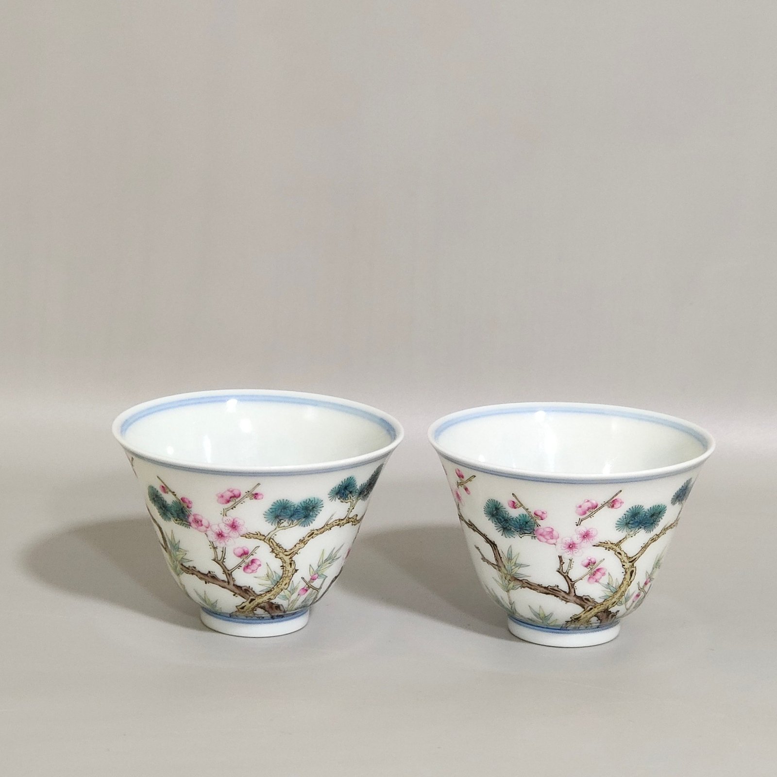 Qing Dynasty Yongzheng Suihan Three Friends Poetry Cup with Pine Bamboo and Plum