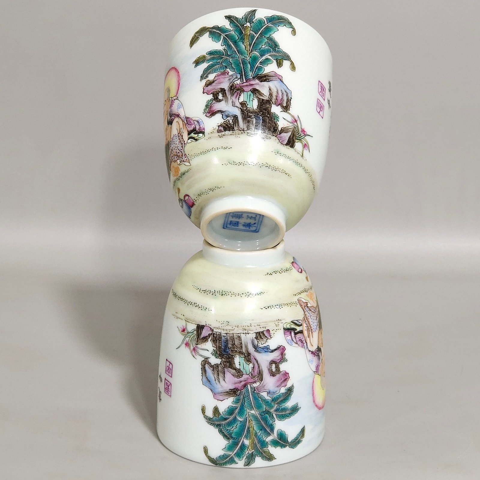 Qing Dynasty Yongzheng incense cup with characters stories and poems