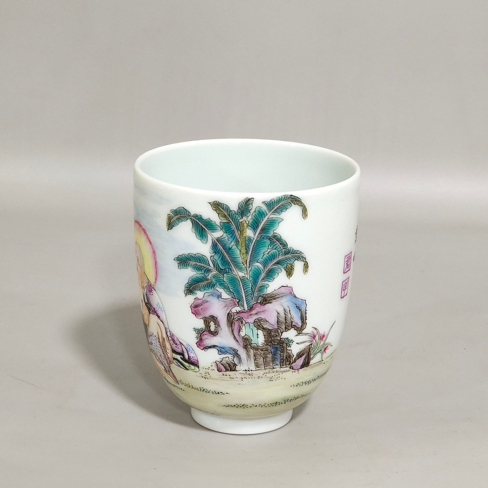 Qing Dynasty Yongzheng incense cup with characters stories and poems