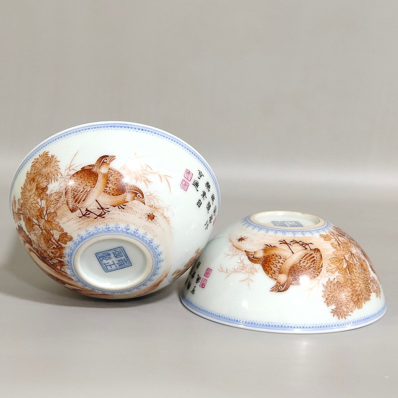 Qing Dynasty Yongzheng imperial ink color tea round with poems and poems