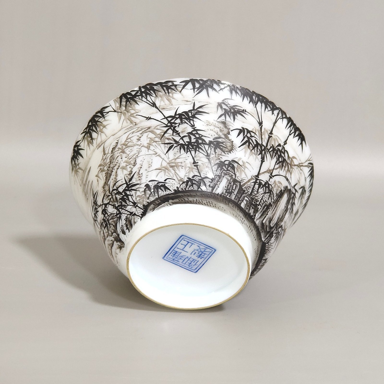 Qing Dynasty Yongzheng’s imperial ink and color bamboo cup with a dark inside to announce safety