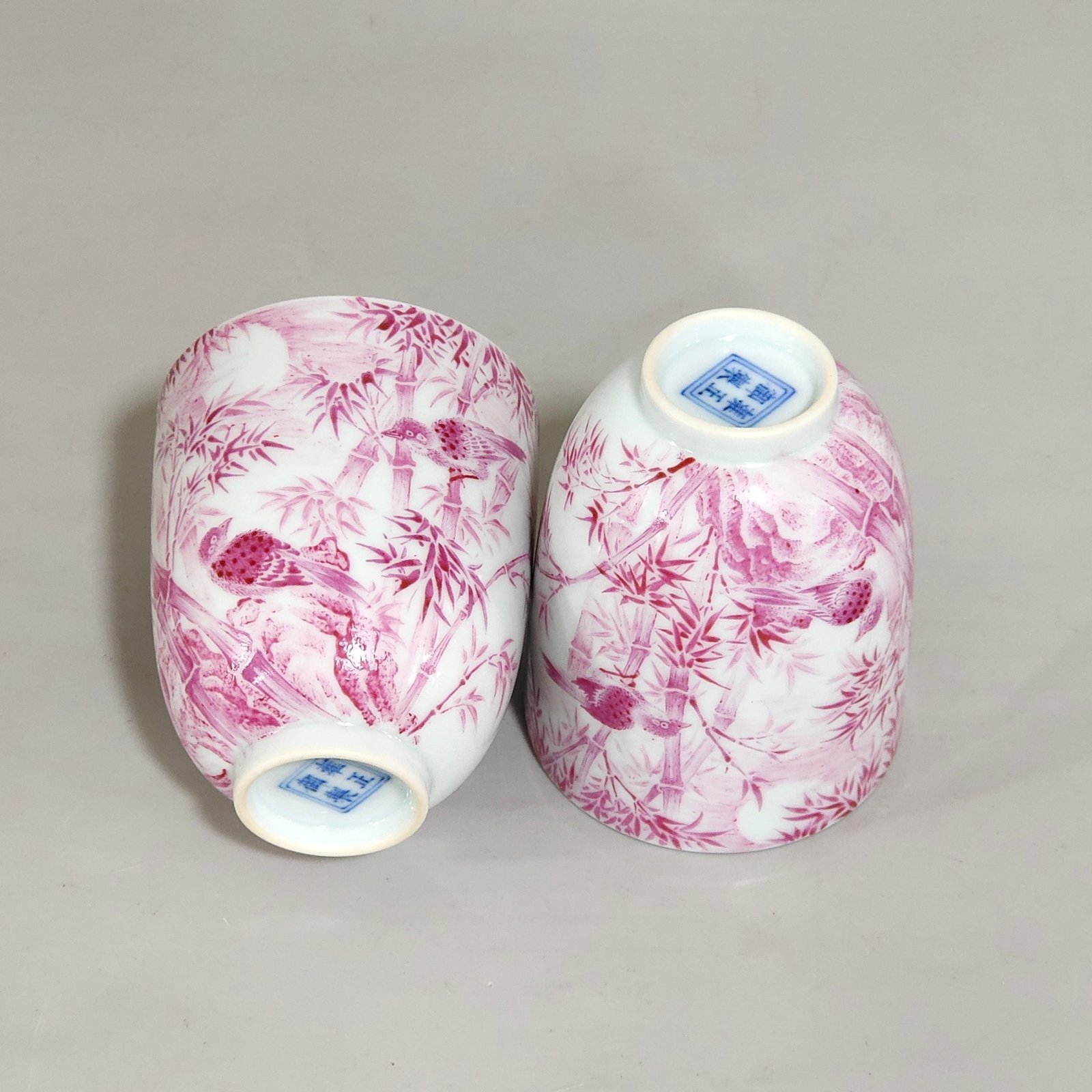 Qing Dynasty Yongzheng A ruby ​​red bamboo sparrow cup