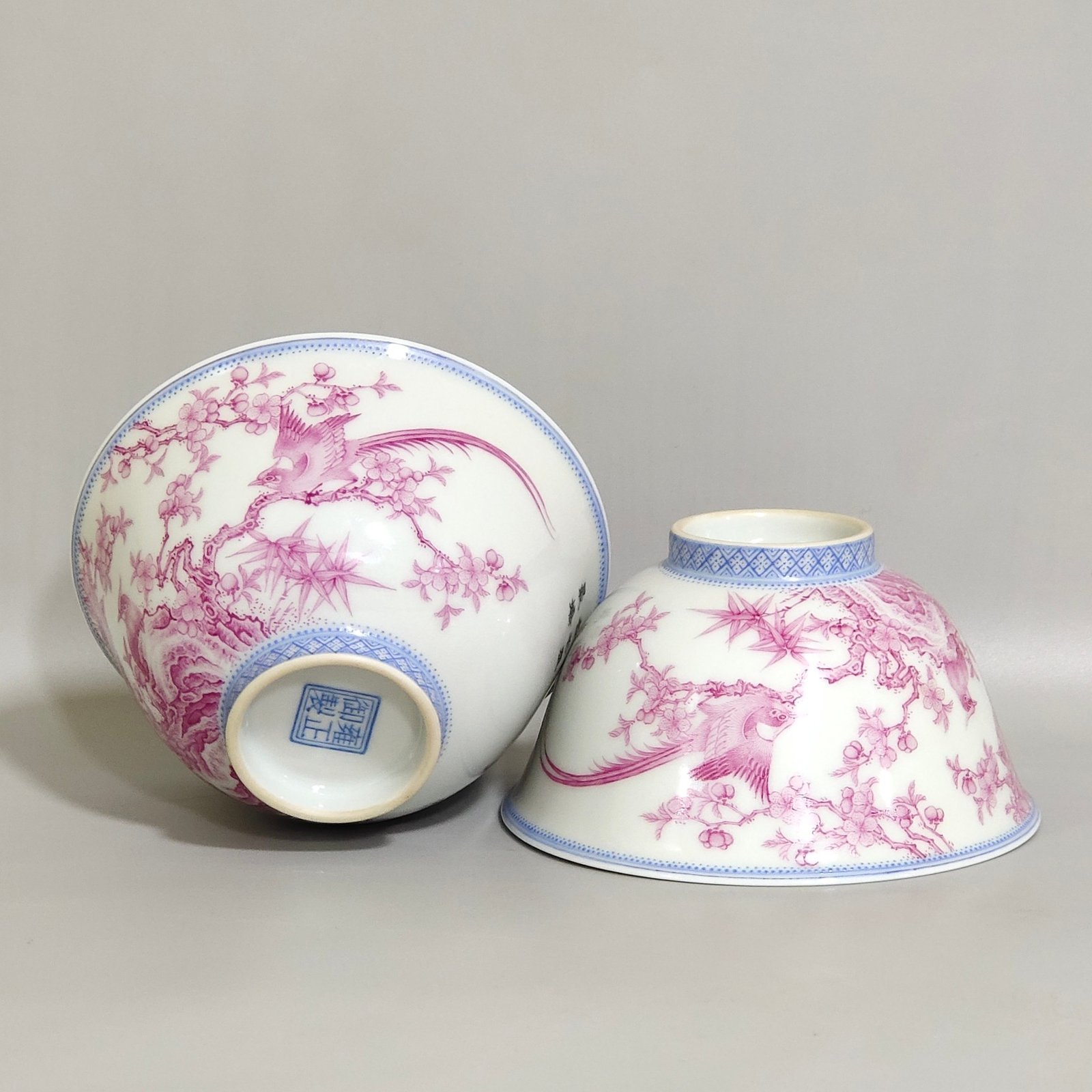 Qing Dynasty Yongzheng imperial agate cup with red flowers and birds inscribed with poems