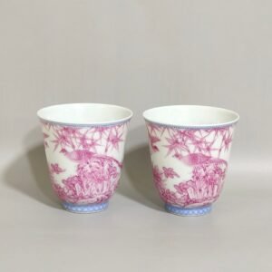 Qing Dynasty Yongzheng agate cup with red flowers and birds inscribed with poems