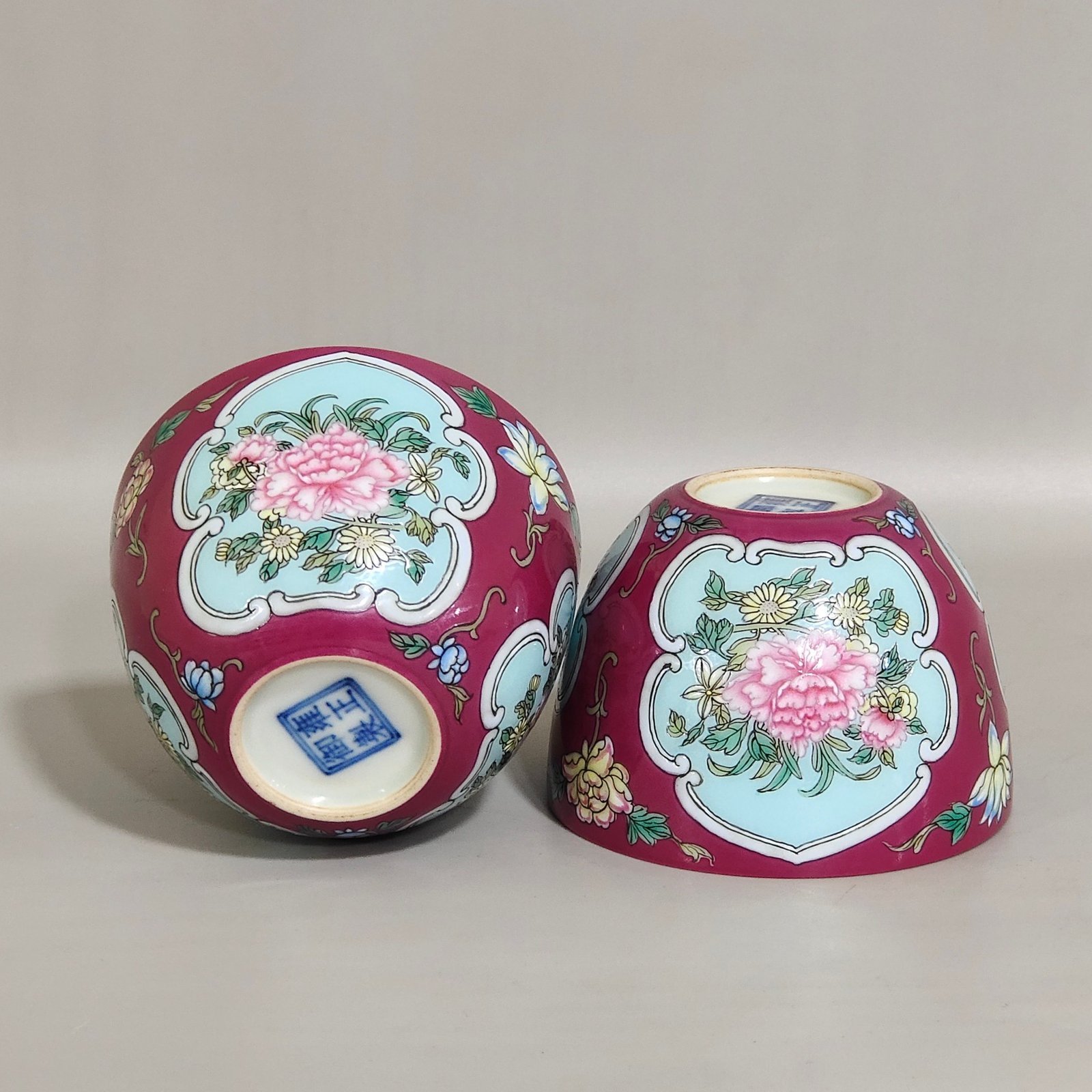 Qing Dynasty Yongzheng Carmine flower cup