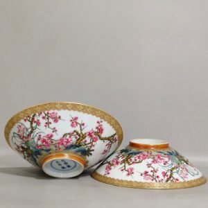 Qing Dynasty Yongzheng bamboo hat bowl flowers plum orchid bamboo and chrysanthemum