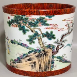 Qing Dynasty Yongzheng wood grain glazed Haiwu Tianchi pen holder