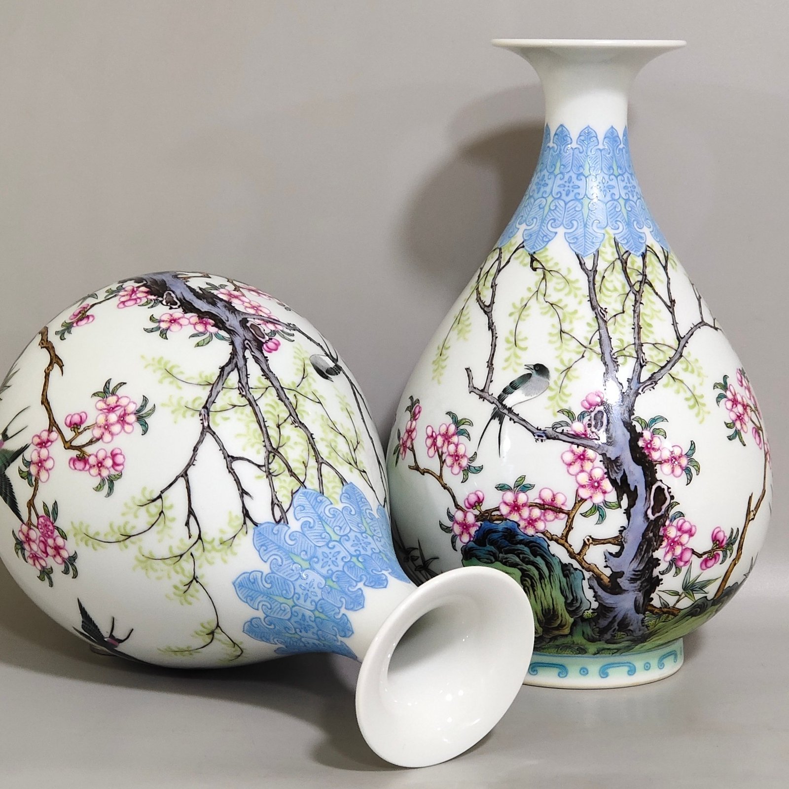 Qing Dynasty Yongzheng Xinglin Chunyan poem jade pot spring vase