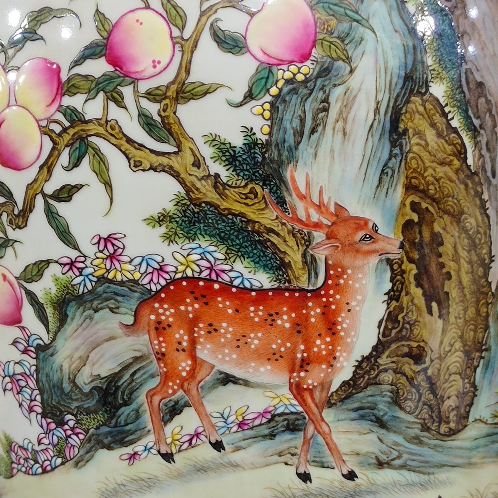 Qing Dynasty Yongzheng Song Deer poem poem plum vase