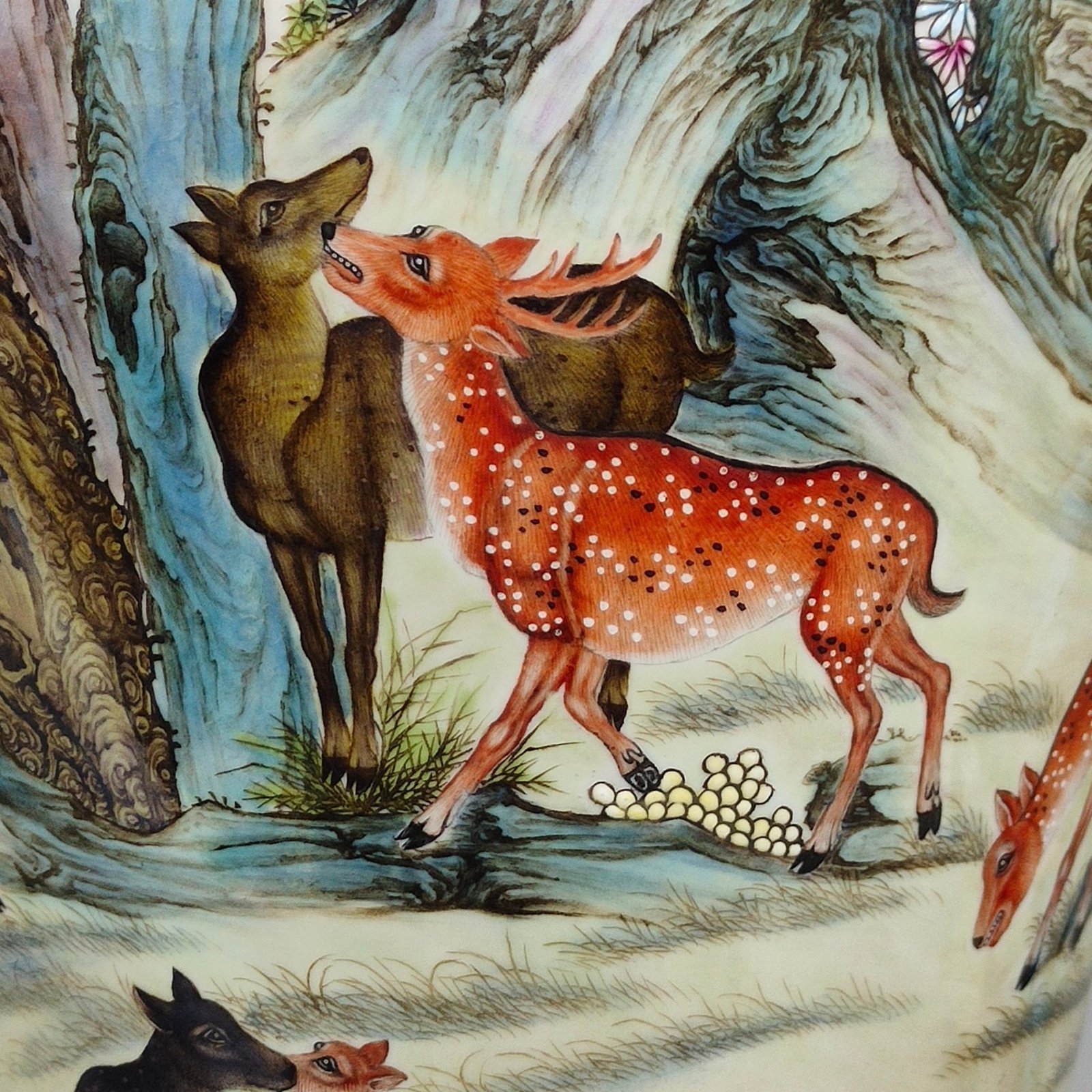 Qing Dynasty Yongzheng Song Deer poem poem plum vase