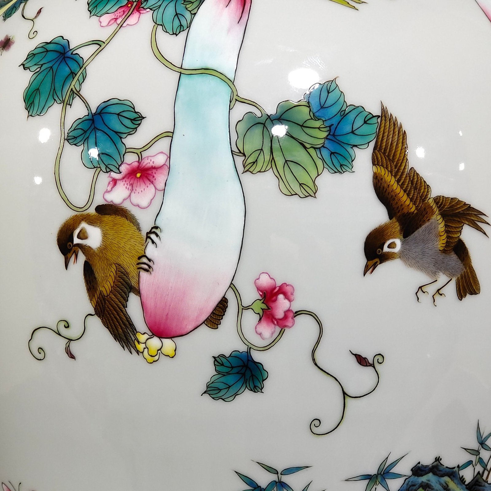 Qing Dynasty Yongzheng A plum vase with poems on persimmons and sparrows written