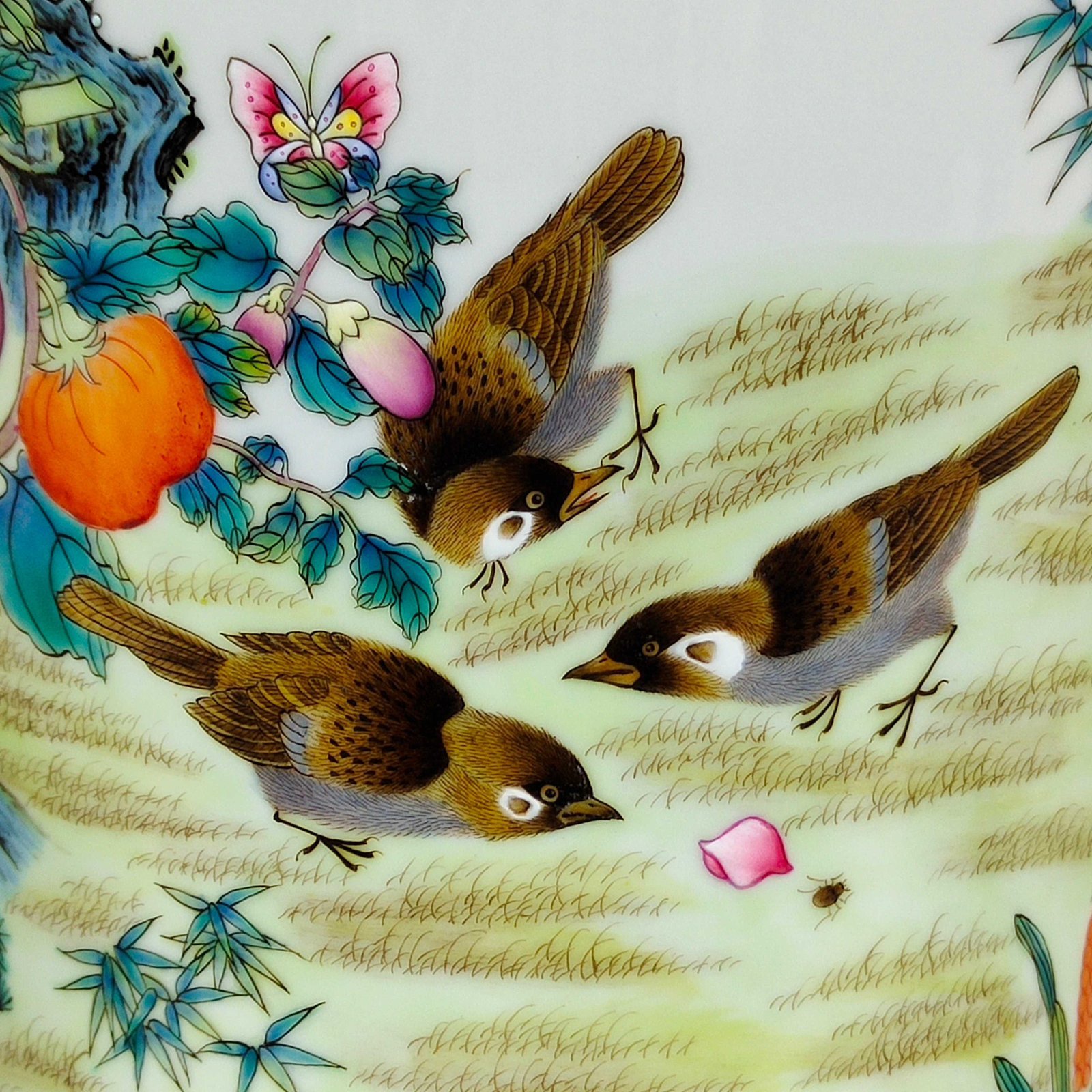 Qing Dynasty Yongzheng A plum vase with poems on persimmons and sparrows written