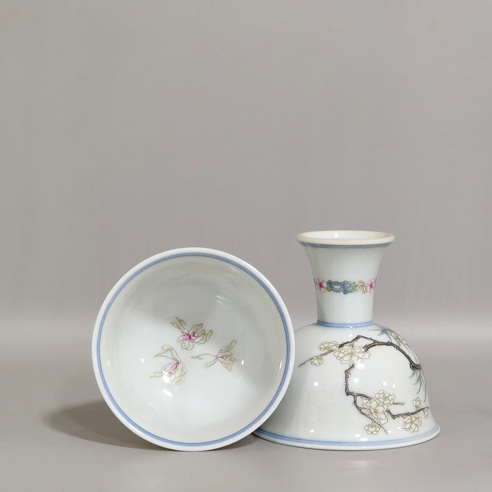 Qing Dynasty Yongzheng Plum and Bamboo Early Spring Goblet