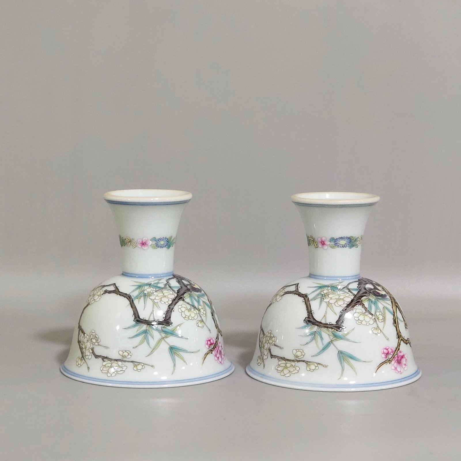 Qing Dynasty Yongzheng Plum and Bamboo Early Spring Goblet