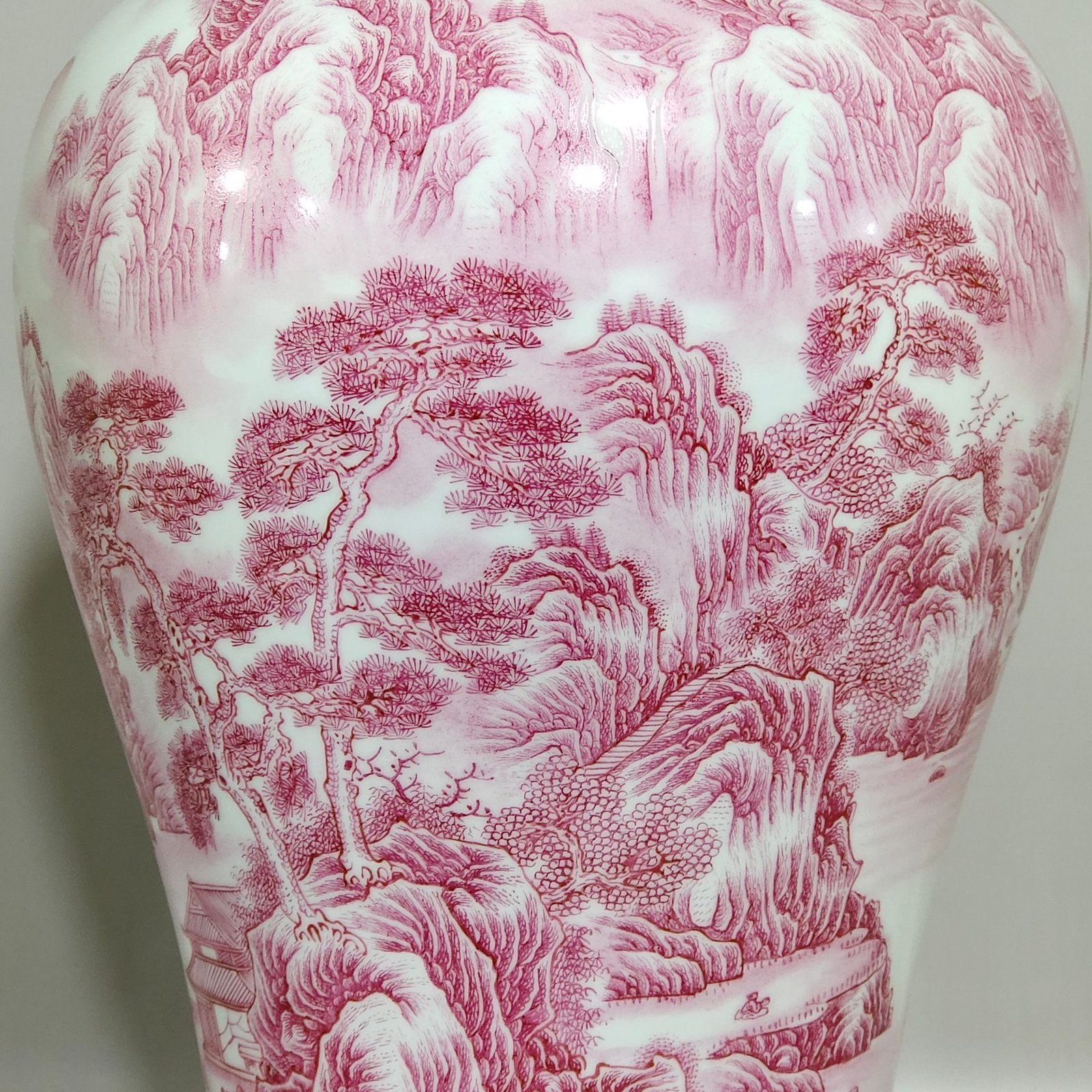 Qing Dynasty Yongzheng agate red landscape poetry plum vase