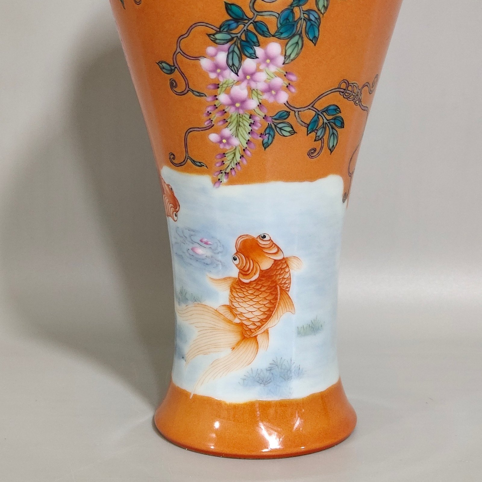 Qing Dynasty Yongzheng coral red plum vase inscribed with poems every year