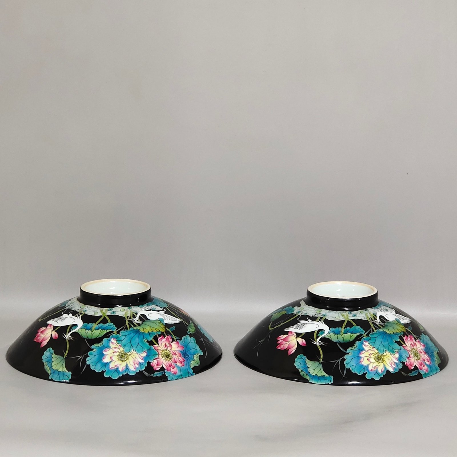 Qing Dynasty Yongzheng enamel black gold glaze all the way up the wall bamboo hat bowl