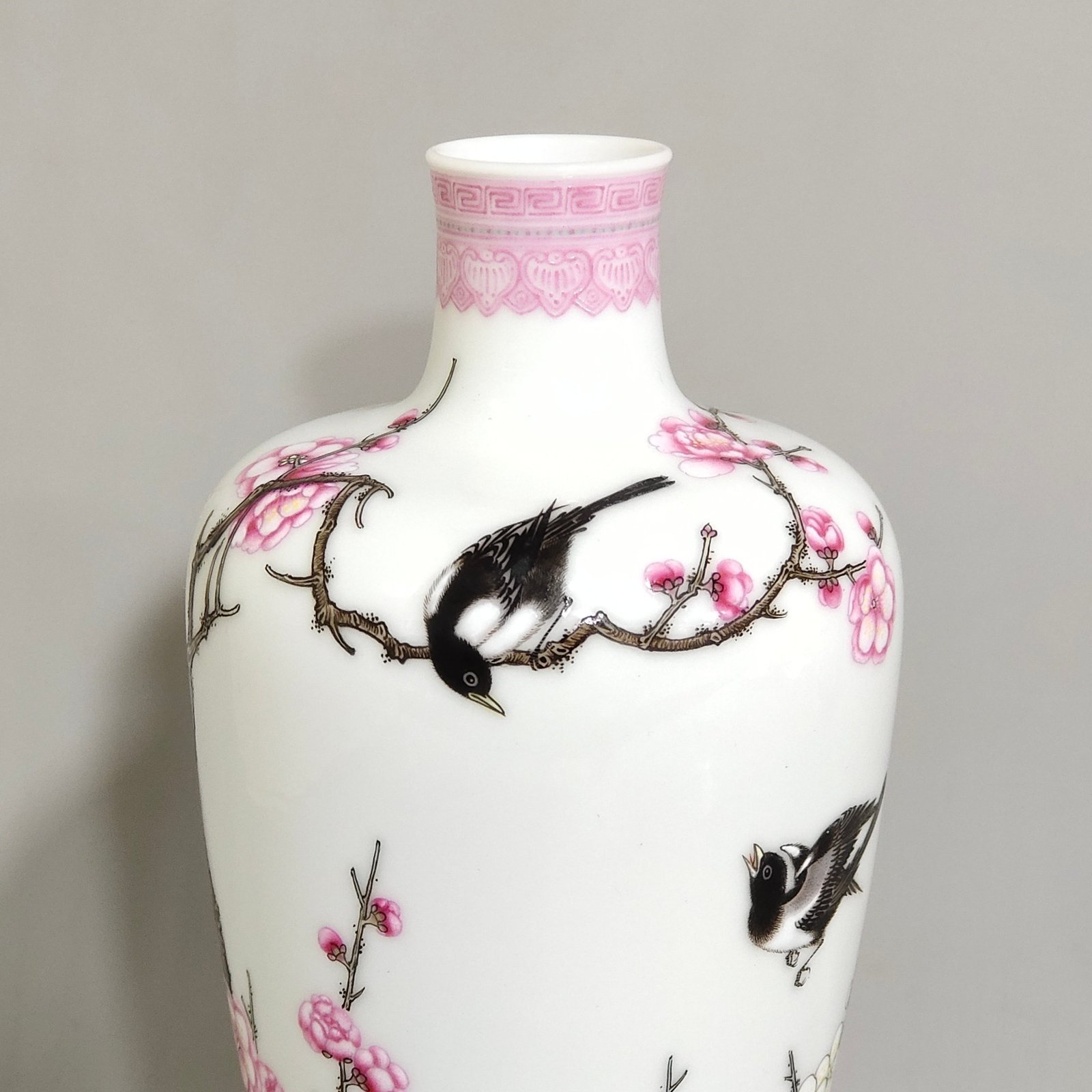 Qing Dynasty Yongzheng enamel color plum vase with a poem