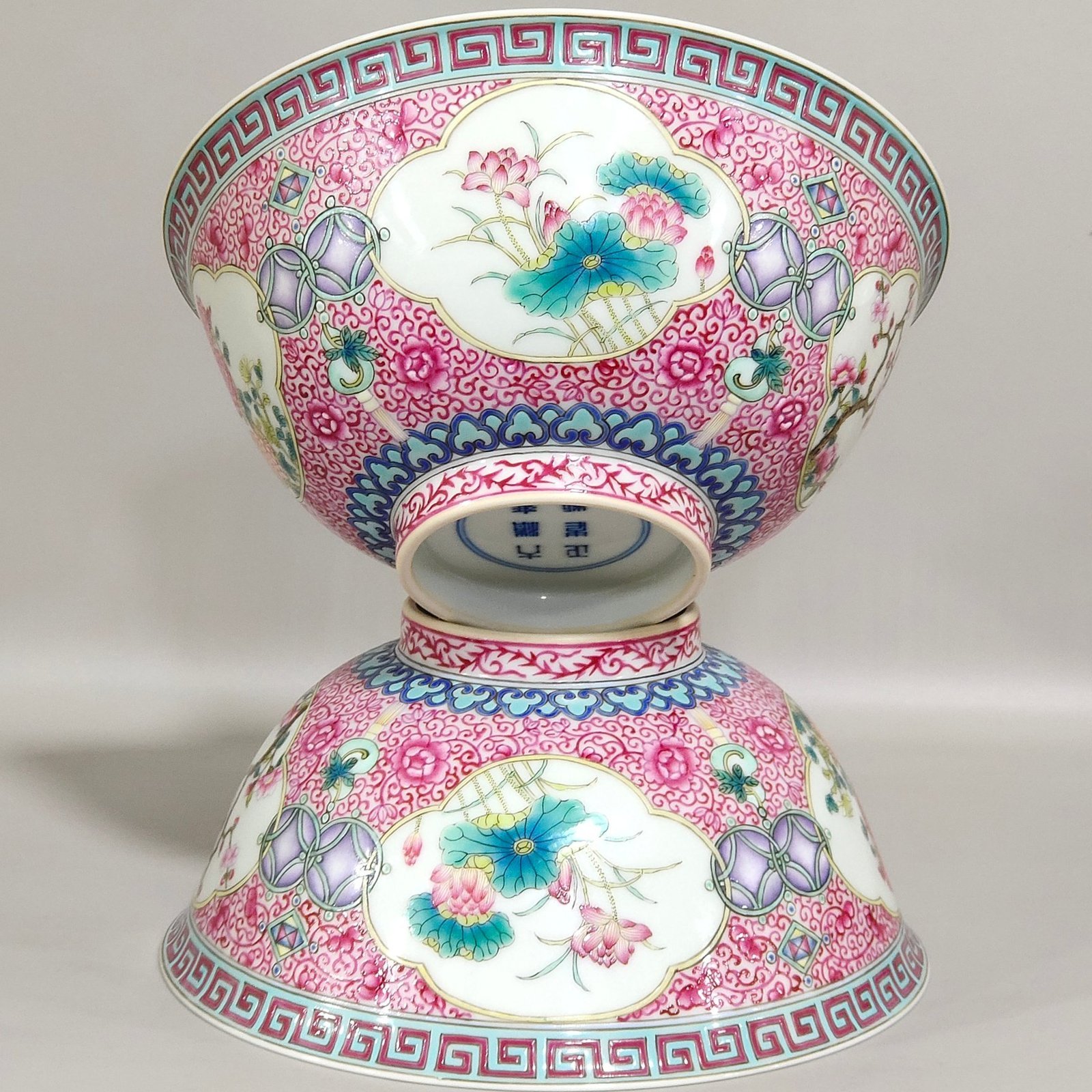 Qing Dynasty Yongzheng enamel agate red windowed four season flower bowl