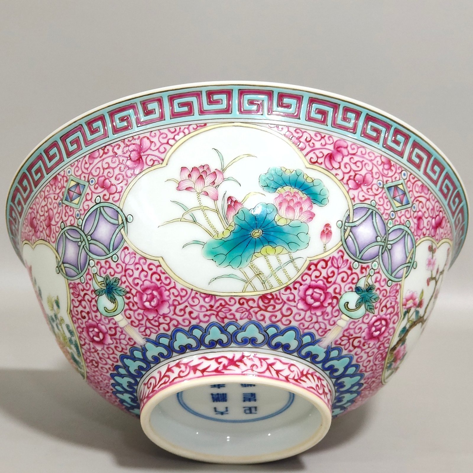 Qing Dynasty Yongzheng enamel agate red windowed four season flower bowl