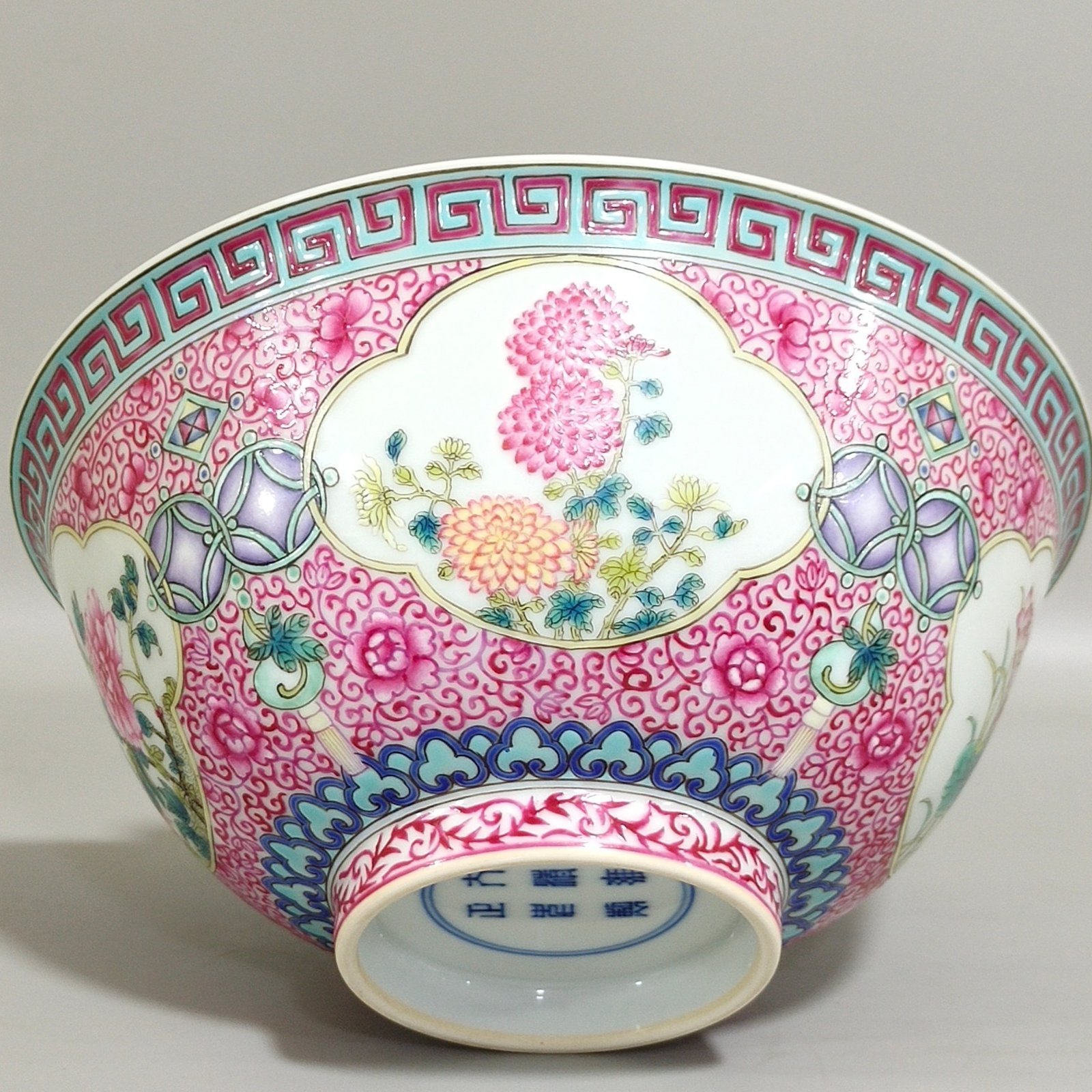 Qing Dynasty Yongzheng enamel agate red windowed four season flower bowl