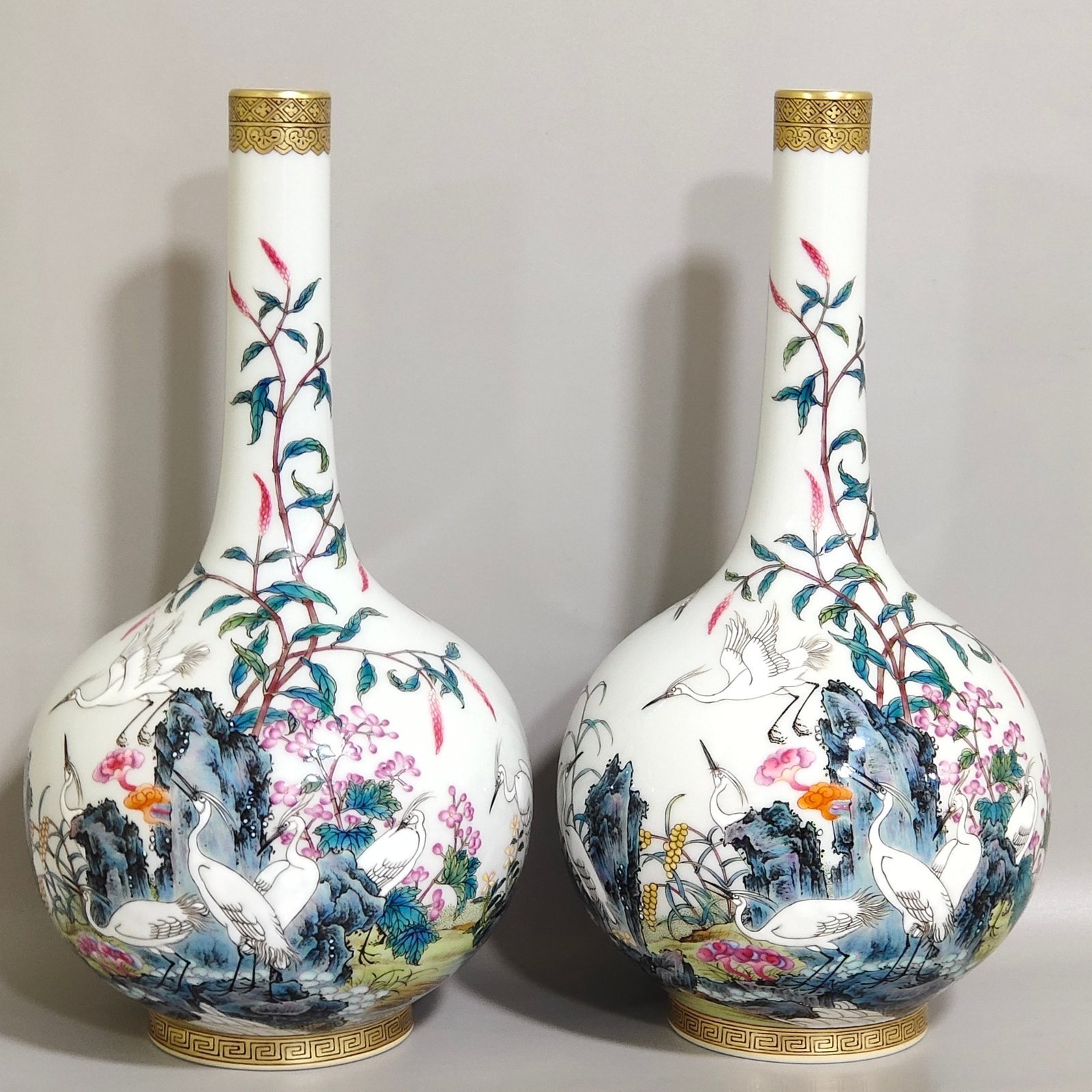 Qing Dynasty Yongzheng egret poem vase