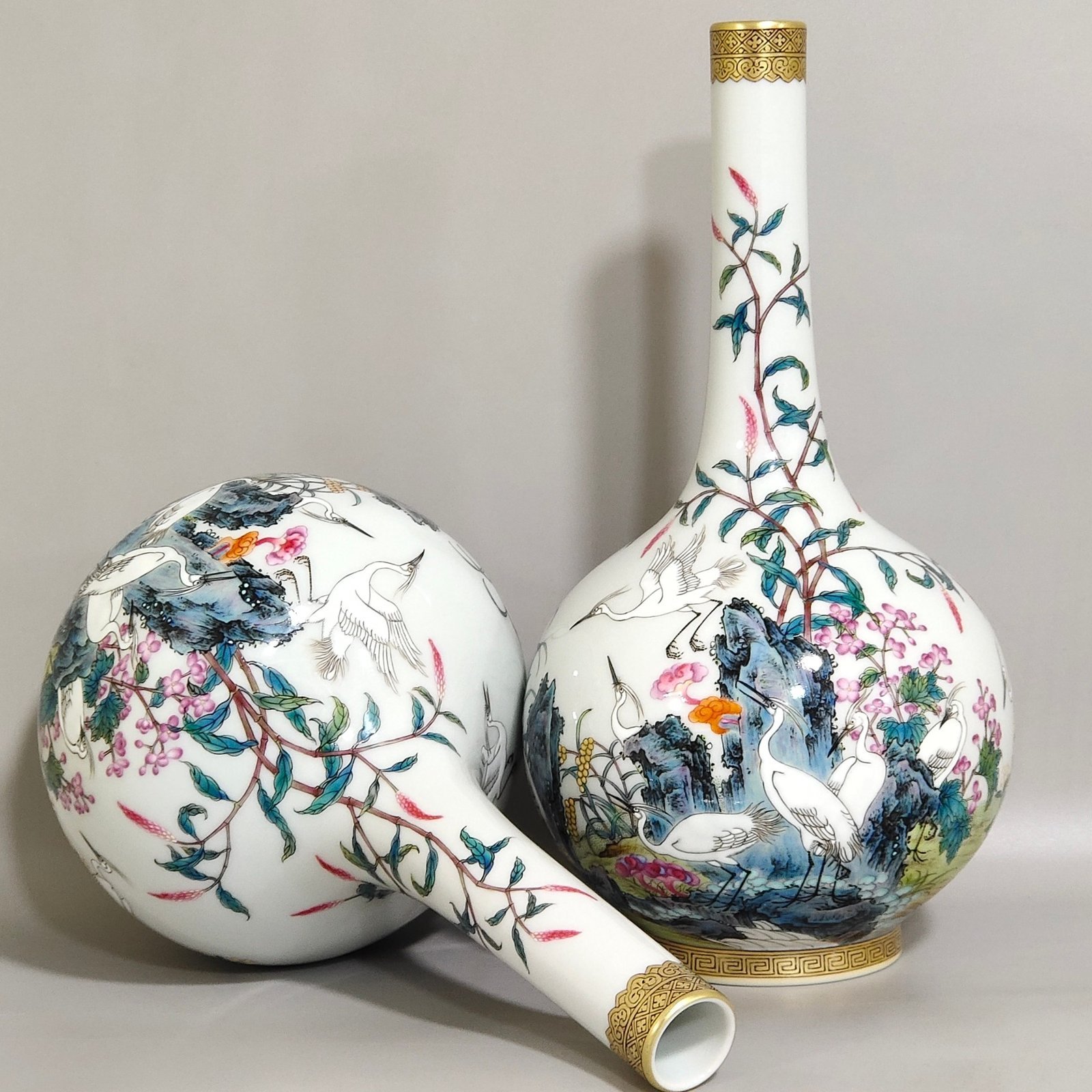 Qing Dynasty Yongzheng egret poem vase