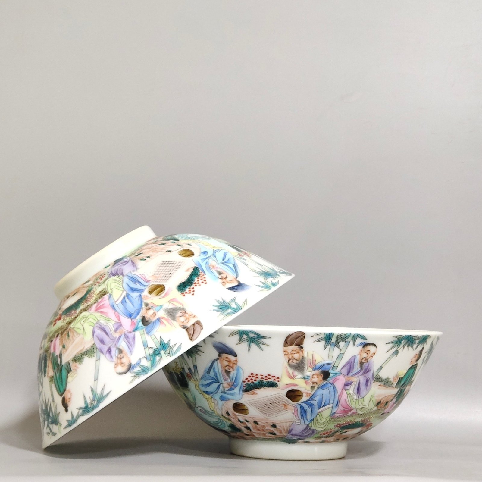 Qing Dynasty Yongzheng Bamboo Forest Bowl of the Seven Sages