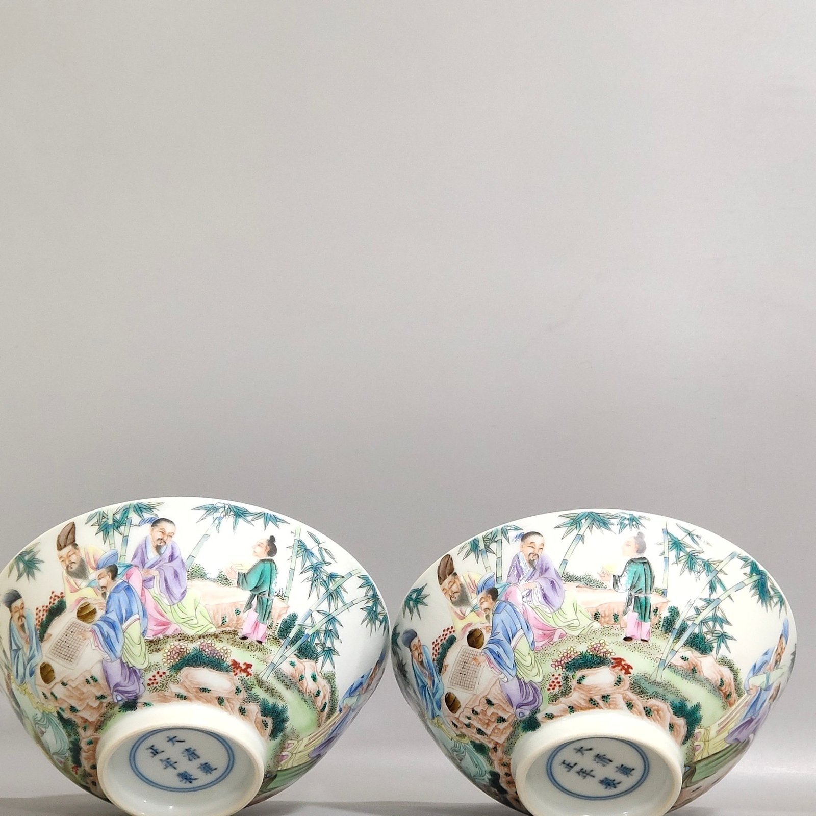 Qing Dynasty Yongzheng Bamboo Forest Bowl of the Seven Sages