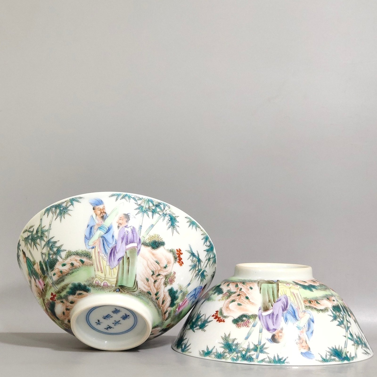 Qing Dynasty Yongzheng Bamboo Forest Bowl of the Seven Sages