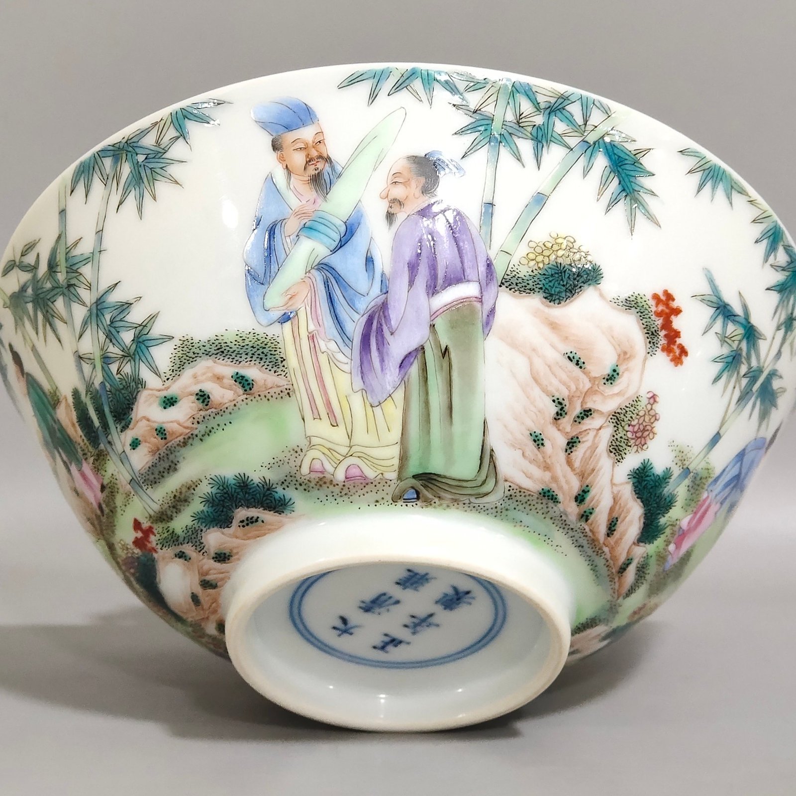 Qing Dynasty Yongzheng Bamboo Forest Bowl of the Seven Sages