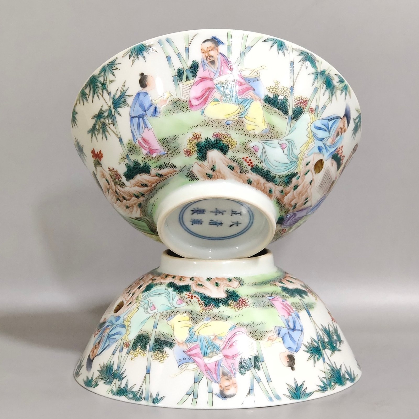 Qing Dynasty Yongzheng Bamboo Forest Bowl of the Seven Sages