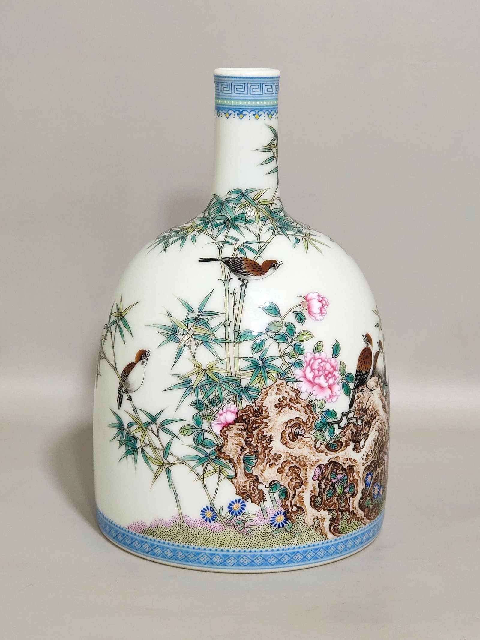Qing Dynasty Yongzheng Bamboo Bird Poetry Ringing Zun