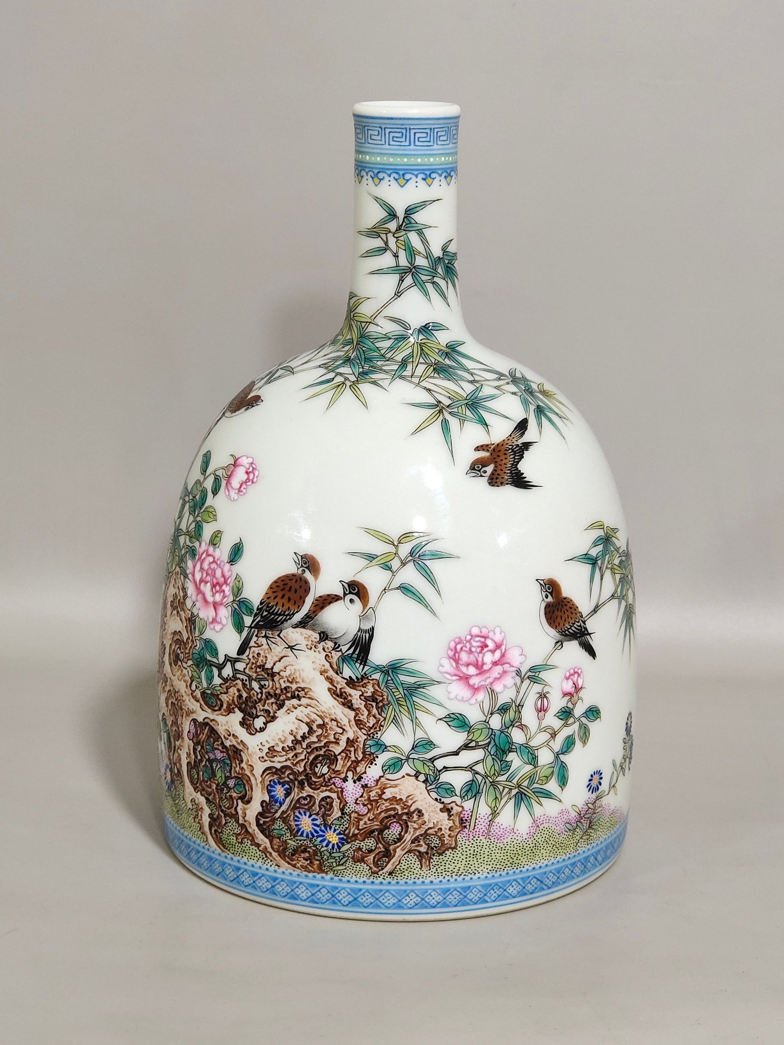 Qing Dynasty Yongzheng Bamboo Bird Poetry Ringing Zun