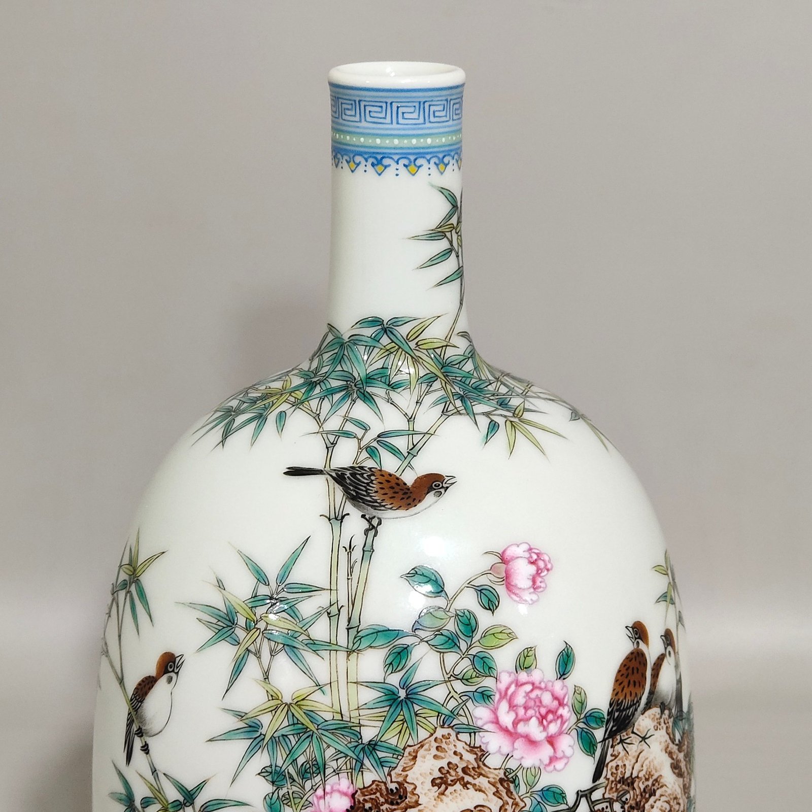 Qing Dynasty Yongzheng Bamboo Bird Poetry Ringing Zun