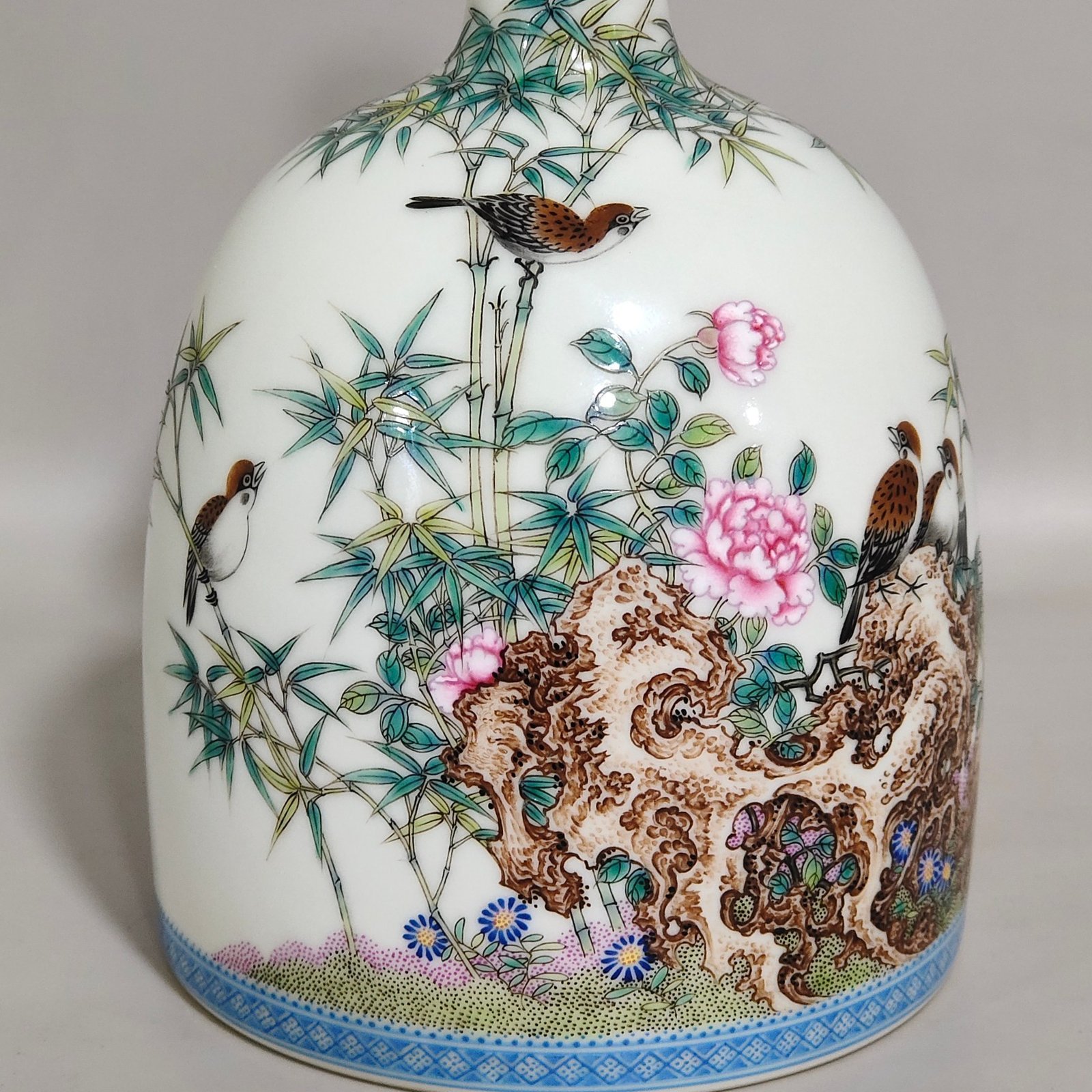 Qing Dynasty Yongzheng Bamboo Bird Poetry Ringing Zun